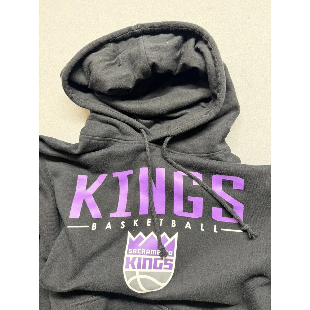 Sacramento Kings Hoodie Mens Black‎ NBA Basketball Sweatshirt Size XL